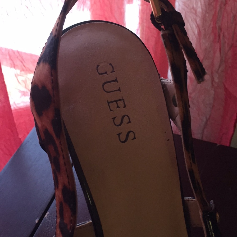 Guess Leopard Peeptoe Slingback Platform Heels - Picture 6 of 8